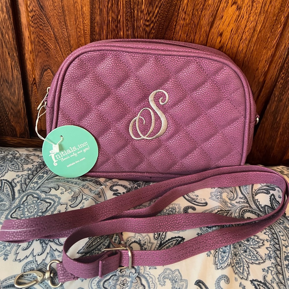 Initials Inc. Monogrammed “ S” Crossbody, new with tag, pretty sugarplum